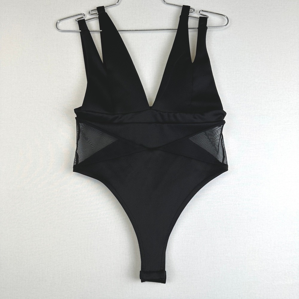 Nasty Gal Mesh Cutout Bodysuit‎ Black Sleeveless Women's US 4